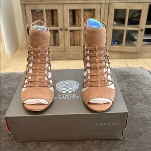 Vince Camuto Taupe Silk shoes